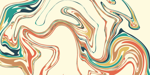Fototapeta premium Abstract colorful 70s background vector. Vintage retro wallpaper with rainbow stripes and wavy lines. A 1970 color illustration suitable for posters, banners, decorative items and wall art.