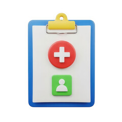 Obraz premium Clipboard with medical icons isolated on transparent background