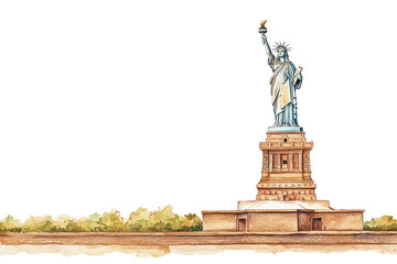 Fototapeta premium PNG Landmark statue watercolor liberty.