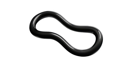 Curved black lightning cable icon with a smooth flowing S curve, subtle glossy edges, and clean minimal detailing isolated on transparent background.