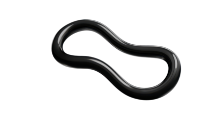 Curved black lightning cable icon with a smooth flowing S curve, subtle glossy edges, and clean minimal detailing isolated on transparent background.