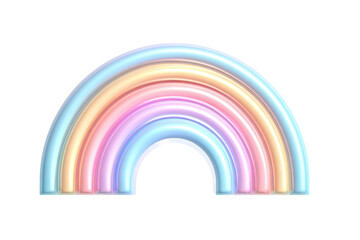 Fototapeta premium Rainbow icon with a smooth arched band, soft pastel gradient, crisp outline, and gentle highlight isolated on transparent background.