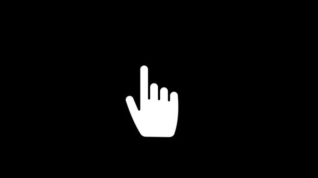 animation of a hand clicking submit button on a black background