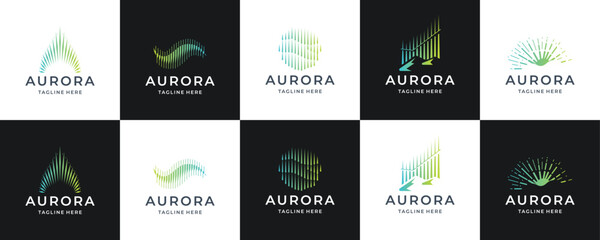 set of aurora logo design. inspiration aurora borealis premium design template © ulhaq_std