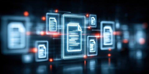 Obraz premium This concept highlights management where a secure contract and document glow protect confidential information