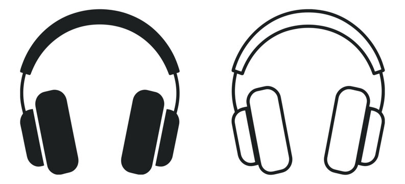 Headphone icon, symbol, logo illustration, music symbol, vector headphones design, audio sound technology listening entertainment media isolated flat style graphic