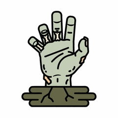 Obraz premium Zombie Hand Reaching Out from Ground Illustration.