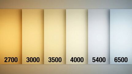 A gradient display showing color temperature from warm orange tones at 2700 kelvin to cooler blue hues at 6500 kelvin.