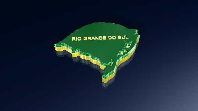 Rio Grande do Sul State 3D Map of Brazil in Animation
