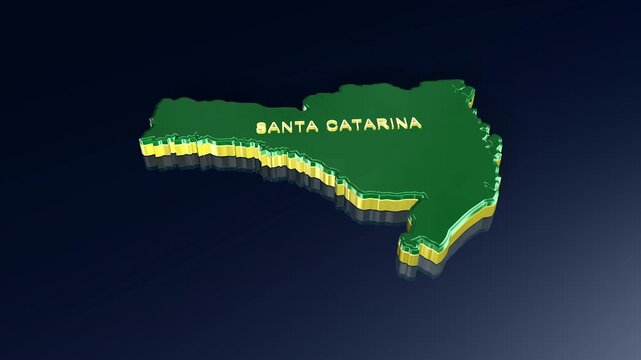 Santa Catarina State 3D Map of Brazil in Animation