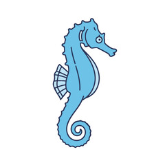 Obraz premium Light blue seahorse cartoon illustration on white background