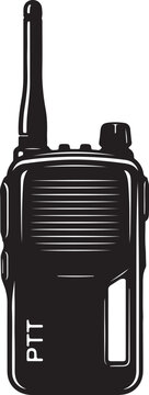 Black Walkie Talkie Silhouette Isolated on White Background. Portable Two-Way Radio Icon.