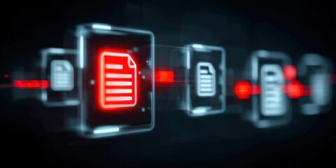 Naklejka premium This design shows management flow where contract and document glow secure confidential information