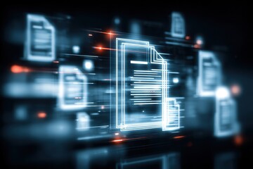 Fototapeta premium A glowing document supports management as every contract secures confidential information