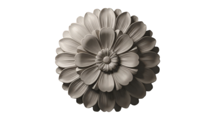 Intricate carved floral rosette showcasing classical architectural beauty and elegant three-dimensional texture in muted tones