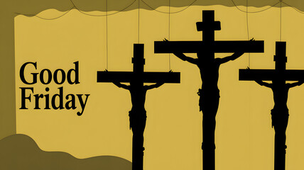 Three crosses on a hill representing good friday