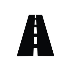 Black and white vector road icon straight highway landscape symbol
