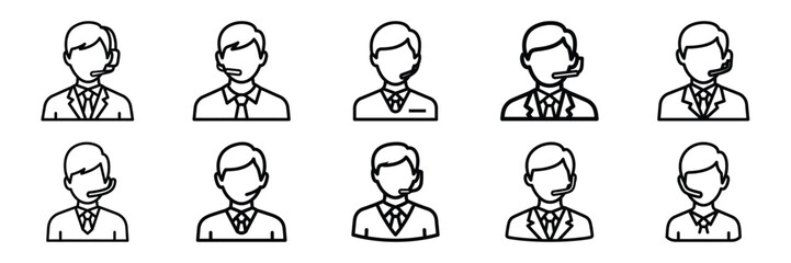 set of vector customer service improvement icon. Customer service editable line icons set.