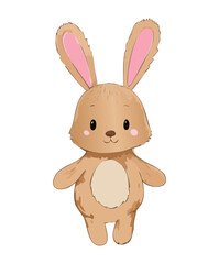Fototapeta premium cute brown bunny rabbit character for nursery decor and kids animal illustration project theme on white background