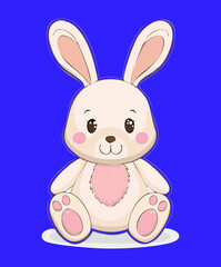 Obraz premium cute white bunny rabbit character sitting for nursery decor and kids animal illustration project theme