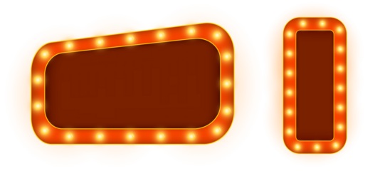 Vector isolated retro rectangle neon marquee billboard with bright show lights and vintage cinema border design perfect for advertising templates, wall-mounted decoration and theatrical promotional la