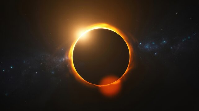 Solar eclipse with sun and moon alignment in space, astronomy concept