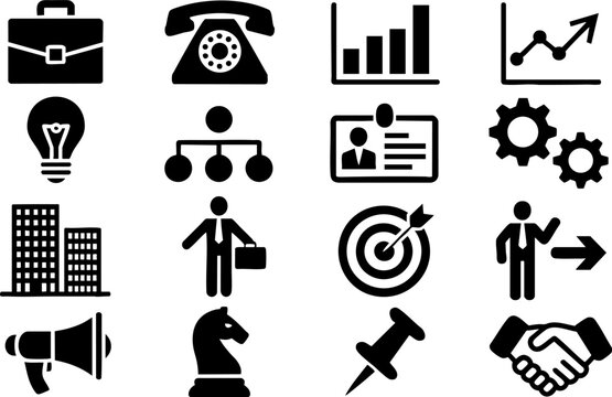 Business and Office Icons | Corporate Strategy, Marketing, Management, and Communication Vector Set