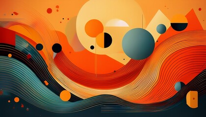 abstract retro geometric shapes orange background