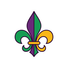 Mardi Gras fleur de lis symbol in colorful festive style vector illustration © Monika