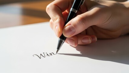 Young female athlete crossing the finish line with determination on a crowded track stadium