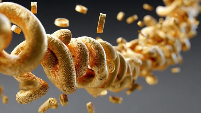 DNA Helix in a Scientific Study: A detailed depiction of a DNA helix structure, showcasing its complex spiral form and the arrangement of its genetic components. It's a striking visual representation