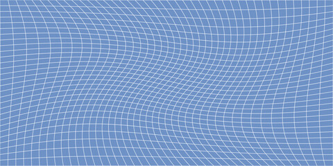 Fototapeta premium Blue grid pattern wallpaper. Paper notebook lines create squares, blocks with wavy checker texture. Vector seamless school backdrop. Graph sheet design for math education and abstract illustrations.