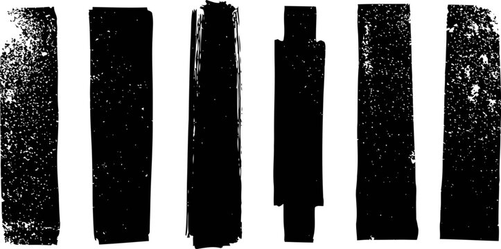 Grunge black brush stroke collection distressed textured ink paint lines for design elements
