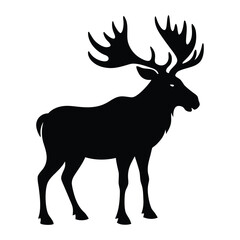 Fototapeta premium Moose Silhouette Vector Icon with Large Antlers for Northern Wildlife and Forest Branding