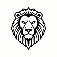Obraz premium A black and white vector illustration of a lion's head with a fierce expression