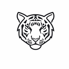 Fototapeta premium A minimalist black and white tiger head vector illustration with a bold design