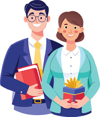 Fototapeta premium Couple of teacher isolated on transparent background