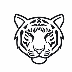 Fototapeta premium A black and white vector graphic illustration of a tiger's head