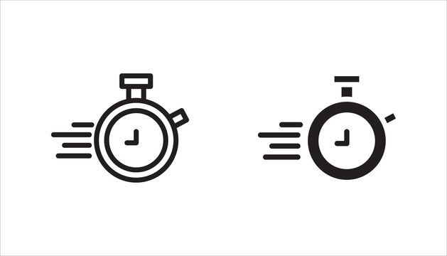 fast time icon set,  fast deadline on white background	
