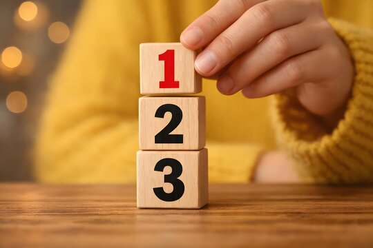 Wooden cubes with numbers first, second, and third. Task priority and management concept. The order of priority in any activity. Set work priority.