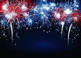 Obraz premium illustration of red, white, and blue fireworks on a dark background for the usa national holiday