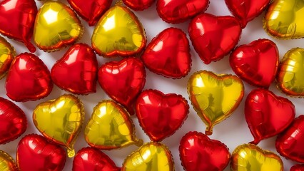 Heart shaped candies in red and gold foil