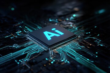 An Artificial intelligence microchip representing the future of technology