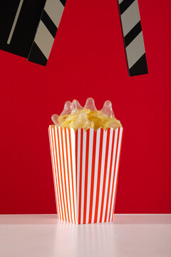 Creative condom display in vibrant popcorn packaging