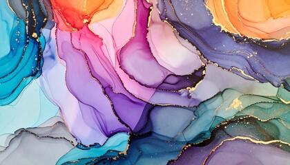 Abstract fluid artwork with warm-to-cool color transitions and gold accent—evoking movement and depth.