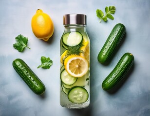 infused water bottle with lemon and cucumber