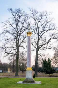 Marble column in a winter park in Potsdam