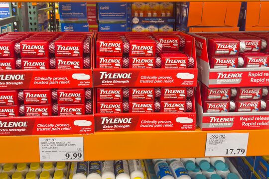 Tylenol bulk boxes stacked on pallet