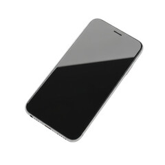 Sleek modern smartphone with a dark screen isolated on transparent background