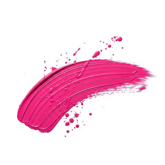 Vibrant pink lipstick swatch brush stroke isolated on transparent background